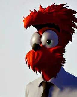 hybrid character, Elmo muppet head, man body, human arms and hands, Shirt and tie, concept art, smooth, unreal engine 5, god lights, ray tracing, RTX, lumen lighting, ultra detail, volumetric lighting, 3d, finely drawn, high definition, 4k.