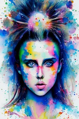 Danish singer MØ face ,watercolour,Abstract,