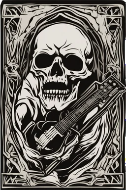 Logo representant la mort sous sa forme de faucheuse. Ce logo doit être monochrome et peut être utilisé comme inlay sur une guitare.