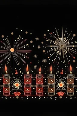 diwali celebration crackers line art with space