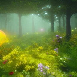 big rose, zombie,fractal landscape with glitter, volumetric fog, rays, lazers, god ray, spot lights, pixar