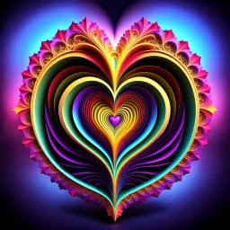 beautiful mockap graphic sifi ,colorful ,artistic, math,nice 3d fractal recursive art with love heart symbole