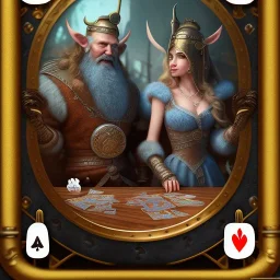 A viking and his wive playing cards on a table, scary, steam punk, realistic, made in octane, cinematic, ultra-realistic, extremely detailed octane rendering, 8K, VRAY Super Real ar 2:3, dof photorealistic futuristic 50mm lens hard lighting dark gray tintype photograph, realistic lighting, sepia color