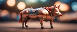 copper riding a horsepig is half horse half pig, now its gonna do an awesome gig , bokeh like f/0.8, tilt-shift lens 8k, high detail, smooth render, down-light, unreal engine, prize winning