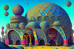 A surreal town with arches and domes by artist "Ian Miller" by artist "Alex Gross" by artist "photokinetic"