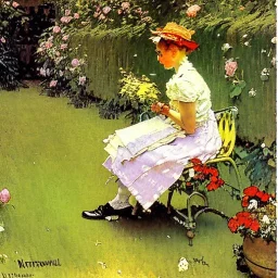 Bright Flowers in a Parisian garden Norman Rockwell