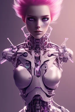cyborg, pink hair,seven , perfekt eye, real, dream