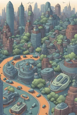 the city of the future, monsters are running around the city