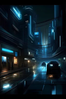 A futuristic street, night
