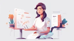 illustaration women ui ux designer with white background