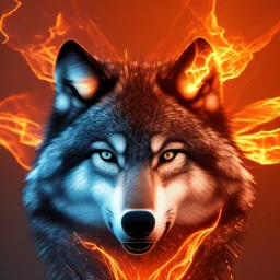 Wolf, red, fire, lava, 8K, dramatic lighting, masterpiece, expert, sharp focus, portrait frame