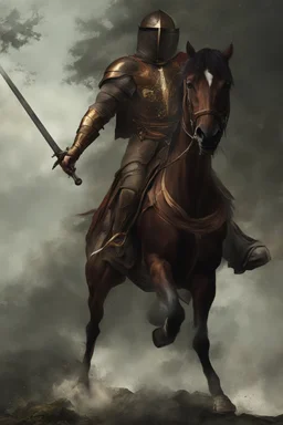 Knight on horseback with a sword casting magic