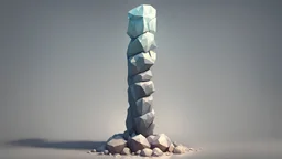 stylized stone pillar with crystal rocks, low poly