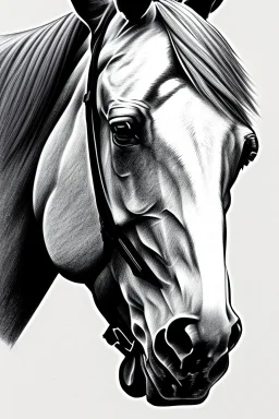 Pencil sketch of a horse on lined paper