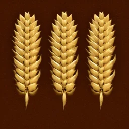 A professional and classic logo of 5 wheat ears, with full details, full HD, voluminous, 3D, symmetrical, 4K, 8K