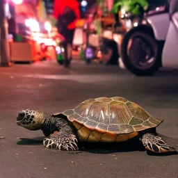 Turtle visiting the night market