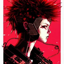 beautiful punk girl, hyper detailed, hyperdetailed, intricately detailed, illustration by <kilian eng> <Yoji Shinkawa>, darkred tones,