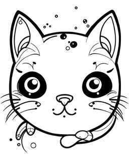 create a 2d black outline, "kawaii anime cat", coloring page, low details design, black contour, coloring page design, coloring page for adults,kawaii cute background, black contour and white space beetween contour, same contour,sketch style, style, minimalist, simple