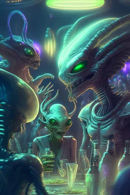 Alien party ,highly detailed, artstation, sharp focus,4k