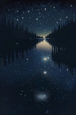 illustration of sparkling midnight lake