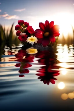 Liebe herz Blumen Wasser Sonne Spiegelung