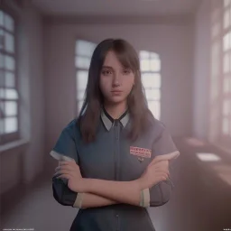 Study girl in university by the room,movie, real photo realistic, unreal engine, cinematic lighting --ar 1:1 creative