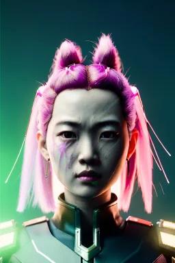 portrait, Asian cyborg woman, samurai warrior :: symmetry photography, cyberpunk style, pink hair, black samurai army, katana, japanese traditional ornaments, pink, white, black, glow eyes, cinematic, Ultra realistic, dark scene, soft color, highly detailed, unreal engine 5, RTX, ultra detail, 3d, finely drawn, high definition.