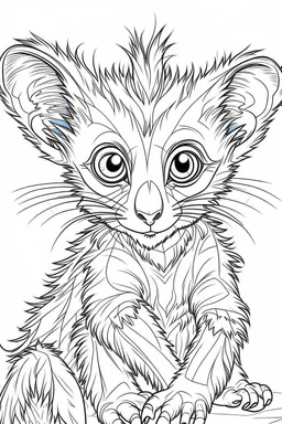 outline art for Lemur Infant coloring pages with sitch, white background, Sketch style, full body, only use outline, toddlers style, clean line art, white background, no shadows and clear and well outlined.