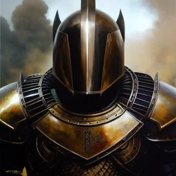 portrait 'Rakshas-Berserk',ancient metal armor and helmet ,painting by gaston bussiere, greg rutkowski, yoji shinkawa, yoshitaka amano, tsutomu nihei, donato giancola, tim hildebrandt, oil on canvas, cinematic composition, extreme detail,fit full head inside picture,16k