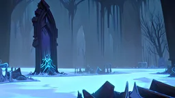 This area is a graveyard where creatures that have died from extreme cold. Each creature is encased in a thick coat of ice, preserving its remains.