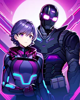 Superhero, purple, boy, cyberpunk style