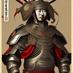 Ukiyo-e Style , Male Samuri in armour