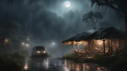 Hyper Realistic No-Theme Thursday very-heavy-rainy-night with prehistoric-cinematic-ambiance