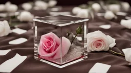 rose in crystal cube