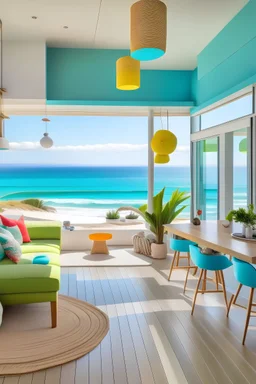 A beachy house with a vibrant mood or ambiance and a view.