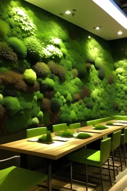 moss wall in a restaurant