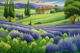 toscana acores beautiful lavendula fields masterpiece painting in studio ghibli style in hayao myazaki style