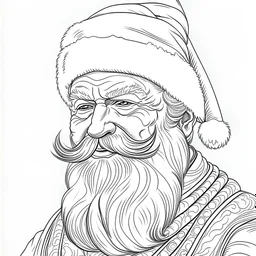 Santa Claus ,line art white, background