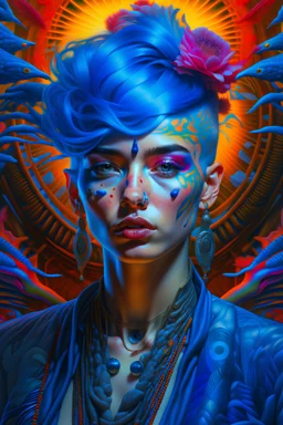 Punk rock goddess concept art portrait by Casey Weldon, Olga Kvasha, Miho Hirano, hyperdetailed intricately detailed gothic art trending on Artstation triadic colors Unreal Engine 5 detailed matte painting, deep color, fantastical, intricate detail, splash screen, complementary colors, fantasy concept art, 8k resolution, gothic deviantart masterpiece