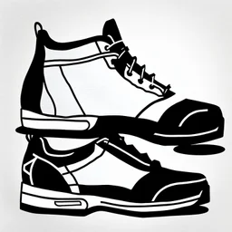 hiking shoe irezumi, japanese style, drawing, line work, outline, simple line style, black and white