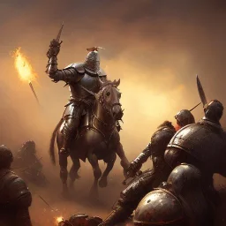 frank frazetta style, two knight clases on battlefield