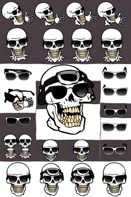 skeleton whit cool sunglasses, GG emotes, sprite sheet