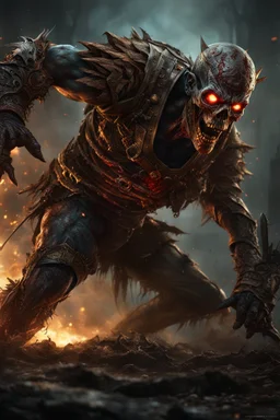 a rotting zombie warrior attacking . intense horror. blind terror. scared to death. no weapons. no helmet. a masterpiece, fantasy concept art, dynamic lighting, hyperdetailed, intricately detailed, deep color, Unreal Engine, volumetric lighting, Epic cinematic brilliant stunning intricate meticulously detailed dramatic atmospheric maximalist digital matte painting