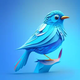 3d colorfull bird with blue and light blue background color