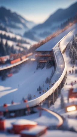 ski jump arena, bokeh like f/0.8, tilt-shift lens 8k, high detail, smooth render, down-light, unreal engine, prize winning