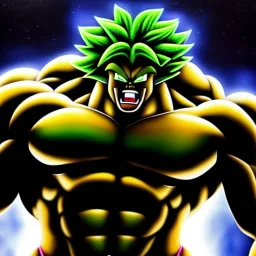 Ultra detailed fullbody Portrait in oil on canvas of Broly merge with king kong,extremely detailed digital painting, extremely detailed face,crystal clear Big glowing eyes, mystical colors ,perfectly centered image, perfect composition, rim light, beautiful lighting,masterpiece,8k, stunning scene, raytracing, anatomically correct, in the style of robert e howard and Wizyakuza and Ohrai Noriyoshi and Simon Bisley and uncannyknack