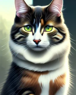 A cute Cat, full-scale head and shoulders portrait, 8k resolution concept art portrait by Greg Rutkowski, Artgerm, WLOP, Alphonse Mucha dynamic lighting hyperdetailed intricately detailed Splash art trending on Artstation triadic colors Unreal Engine 5 volumetric lighting Splash art fantasy"