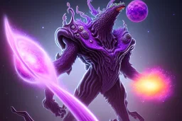 super villian purple galaxy monster that has taken over the universe