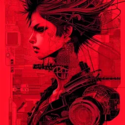 beautiful punk girl, hyper detailed, hyperdetailed, intricately detailed, illustration by <kilian eng> <Yoji Shinkawa>, darkred tones,