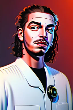 1960s style science fiction art post malone